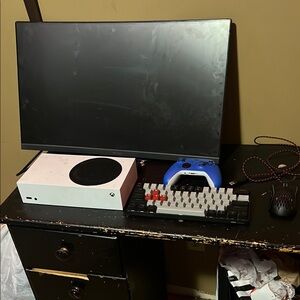 Gaming Monitor with Console and Accessories